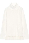 Proenza Schouler Woman Tasseled Wool-blend Turtleneck Sweater White In White