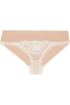 STELLA MCCARTNEY WOMAN BELLA ADMIRING LACE-PANELED STRETCH-JERSEY BRIEFS ANTIQUE ROSE,US 1998551929407512