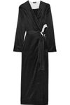LA PERLA WOMAN TALISMAN STRETCH SILK-SATIN dressing gown BLACK,US 110842751665649