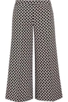 MICHAEL MICHAEL KORS WOMAN CROPPED PRINTED STRETCH-CREPE CULOTTES BLACK,US 1071994536779881