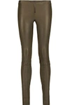 ALICE AND OLIVIA WOMAN LEATHER LEGGINGS ARMY GREEN,US 1071994536934858