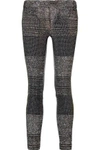 HAIDER ACKERMANN WOMAN METALLIC STRETCH-KNIT AND LEATHER SKINNY PANTS BLACK,US 1071994537722440