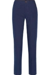 APC WOMAN JOCKEY COTTON AND LINEN-BLEND STRAIGHT-LEG trousers STORM BLUE,GB 1071994537722454