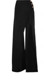 BALMAIN WOMAN EMBELLISHED STRETCH-KNIT FLARED trousers BLACK,US 1998551929448599