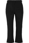 ALEXANDER MCQUEEN Cropped grosgrain-trimmed wool-crepe flared pants,US 1071994536121543