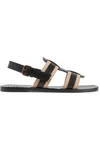 Tomas Maier Woman Leather And Canvas Sandals Black In Black
