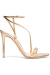 GIANVITO ROSSI WOMAN METALLIC LEATHER SANDALS GOLD,US 1071994536713310