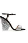 PAUL ANDREW WOMAN + EDIE PARKER METALLIC LEATHER AND SUEDE SANDALS SILVER,US 1998551929448351