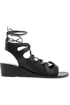 Ancient Greek Sandals Woman Antigone Lace-up Leather Wedge Sandals Black In Black