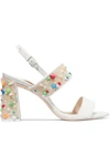 SOPHIA WEBSTER WOMAN CLARICE EMBELLISHED PATENT-LEATHER SLINGBACK SANDALS WHITE,US 2526016082866970