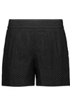 LELA ROSE WOMAN BRODERIE ANGLAISE COTTON SHORTS BLACK,US 1071994536866612