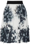 ENZA COSTA WOMAN FRAYED TIE-DYED CREPE DE CHINE SKIRT PETROL,US 1071994536386759