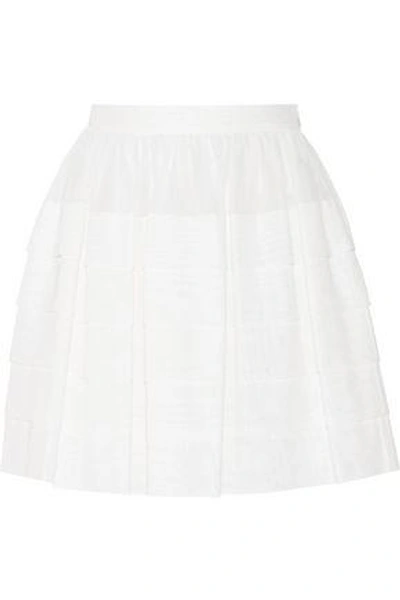 Michael Kors Woman Pleated Cotton Mini Skirt White In Optic White