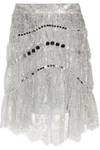 ZIMMERMANN WOMAN ADORN SEQUIN-EMBELLISHED METALLIC LACE MINI SKIRT SILVER,US 22308642287720082