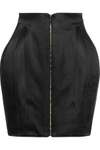 BALMAIN WOMAN SATIN MINI SKIRT BLACK,US 1071994536780841