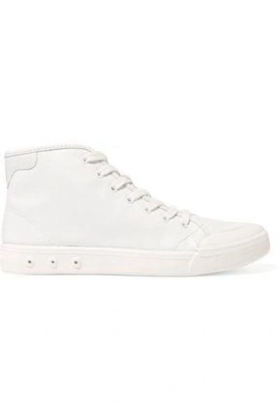 Rag & Bone Woman Standard Issue Leather-trimmed Canvas High-top Trainers White In Black