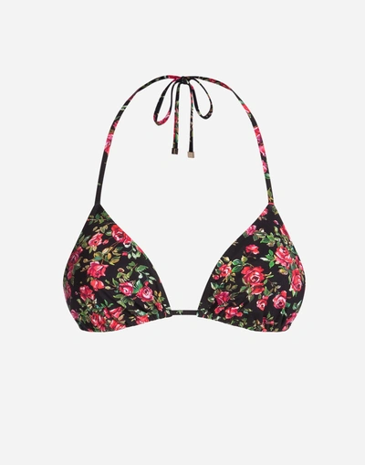 Dolce & Gabbana Triangle Bikini Top In Multicolor