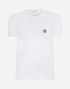 DOLCE & GABBANA CREW NECK T-SHIRT IN COTTON WITH EMBROIDERY,N8A03JO0020W0800