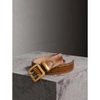 BURBERRY Topstitched House Check and Leather Belt,40627771