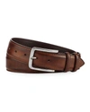 Bontoni Men's 35mm Burnished Leather Belt In Light Brown