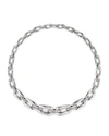 DAVID YURMAN WELLESLEY STERLING SILVER CHAIN COLLAR NECKLACE WITH DIAMOND LINKS,PROD200020196