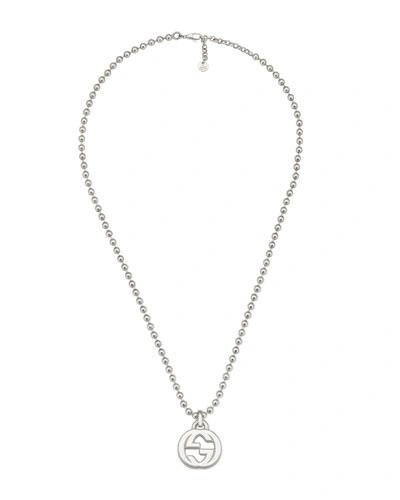 Gucci Men's Interlocking Gg Pendant Necklace In Silver