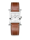 HERMÈS WATCHES HEURE H 21MM STAINLESS STEEL & LEATHER STRAP WATCH,408129814001