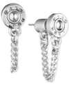 DKNY SILVER-TONE ATTACHED CHAIN FRONT-BACK EARRINGS, CREATED FOR MACY'S