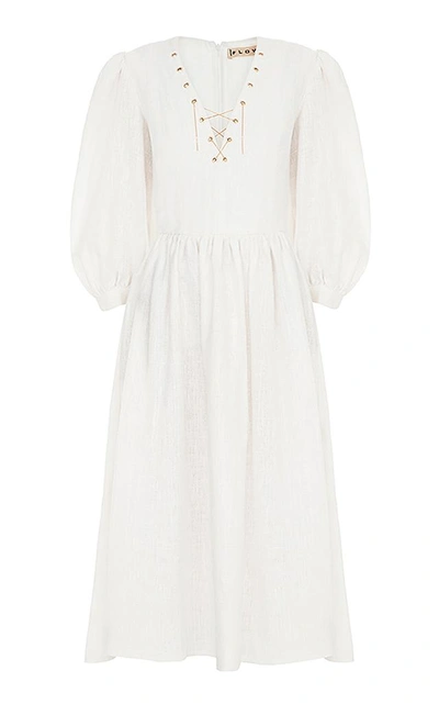 Flow The Label Puffy Sleeve Midi Dress In White