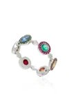 ELE KARELA TWINKLE SPARK 18K WHITE GOLD DIAMOND RUBY SAPPHIRE AND TSAVORITE RING,ELE-27