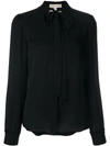MICHAEL MICHAEL KORS MICHAEL MICHAEL KORS PUSSY BOW BLOUSE - BLACK,MH74LCEVY012492918