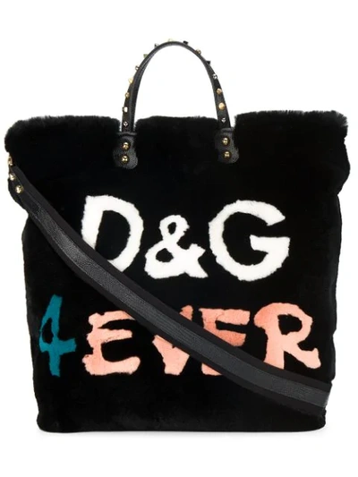 Dolce & Gabbana D & G 4ever Fur Shopper In Black