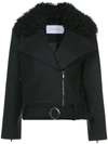 KIMORA LEE SIMMONS REMOVABLE SHEARLING COLLAR BOMBER JACKET,6164080312475513