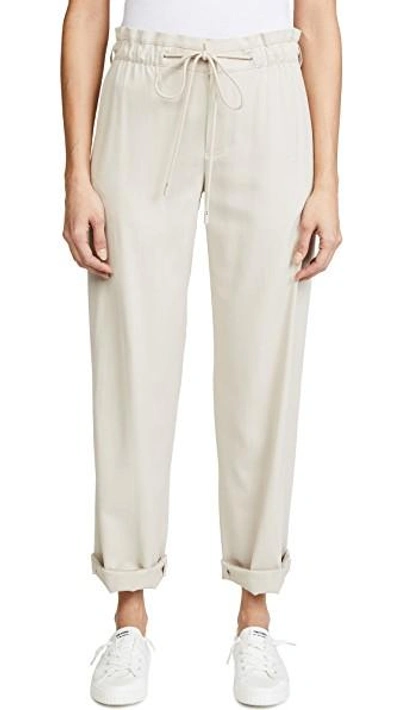 Vince Drawstring Wide Leg Trousers In Horchata