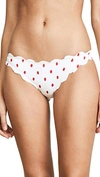 Marysia Antibes Scalloped Swim Bikini Bottom In White/red/peony Dot