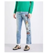 GUCCI Insect-embroidered regular-fit straight jeans