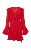 GOEN J WIDE CUFFED RUFFLE-TRIMMED WRAP DRESS,GJ18SS-DS10