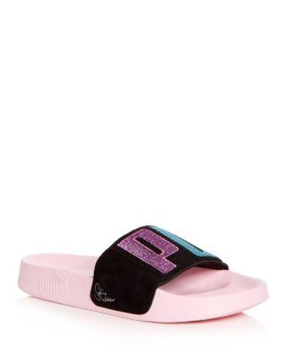Puma X Sophia Webster Women's Leadcat Embroidered Suede Pool Slide Sandals  In Pink | ModeSens