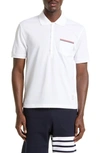 Thom Browne Rwb Trim Jersey Polo Short In White
