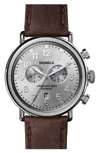 Shinola The Runwell Chrono Leather Strap Watch, 47mm In Brown/ Silver