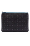 MCM 'HERITAGE' CONVERTIBLE COATED CANVAS ZIP POUCH - BLACK,MYZ6AVC20