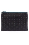 Mcm 'heritage' Convertible Coated Canvas Zip Pouch - Black In Black