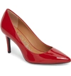 Calvin Klein 'gayle' Pointy Toe Pump In Crimson Red Patent Leather