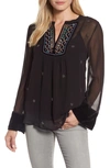 Gucci Beaded Georgette Blouse In Black