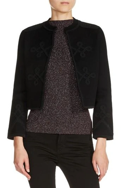 Maje Mixing Soutache Cropped Jacket In Black