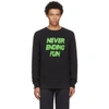 TIM COPPENS Black 'Never Ending Fun' Printed MA-1 Crew Sweatshirt