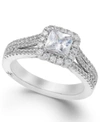 MARCHESA CELESTE HALO BY MARCHESA PRINCESS CUT DIAMOND ENGAGEMENT RING (1-1/5 CT. T.W.) IN 18K WHITE, YELLOW 