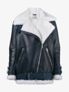 Acne Studios Velocite Leather And Shearling Jacket In Blue