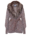 PRADA FUR-TRIMMED WOOL CARDIGAN,P00268681-4