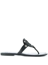 Tory Burch Leather Sandals With Logo On The Front In Black